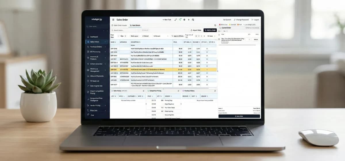 WMS dashboard interface on laptop showing order management